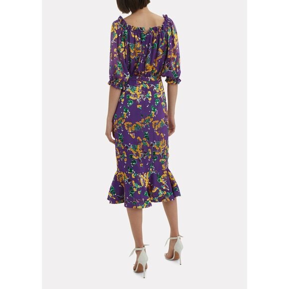 NWT Saloni Olivia Silk Chiffon Violet Dress - Picture 4 of 16